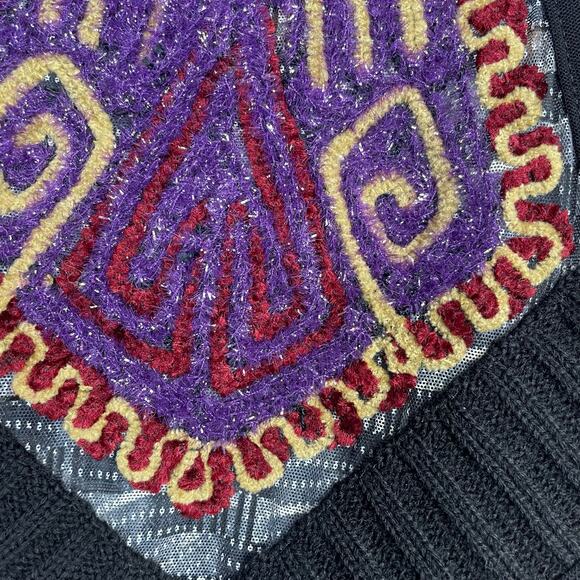 Save the Queen Y2K Mesh Halter Sleeveless Hi Low Chenille Tunic Top Black L - Picture 7 of 15